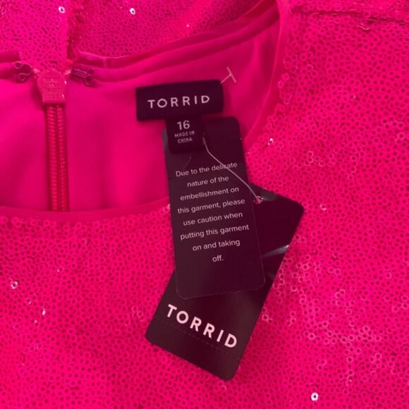 Torrid Hot Pink Sequin Glam Party Dress Plus Size 16 - Picture 10 of 12